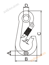 带圈带螺母弹簧钩标注