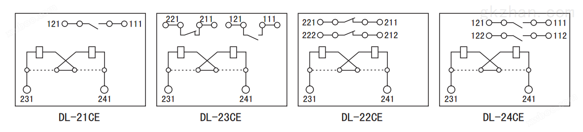 DL-24CE系列电流继电器内部接线及外引接线图